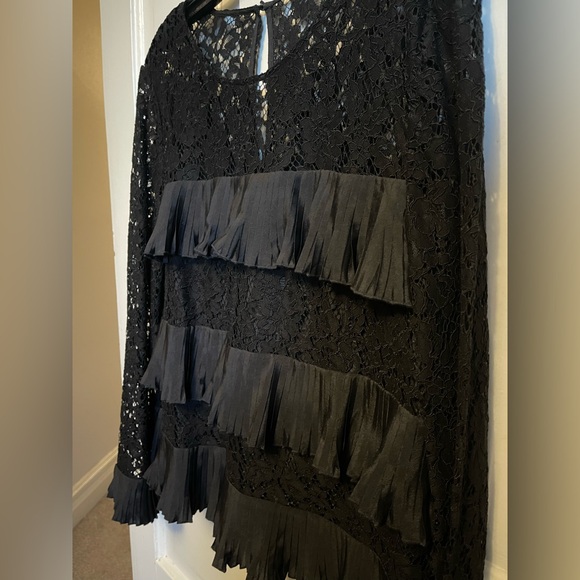 J. Crew NWT Black Lace Ruffle Blouse - Picture 2 of 15